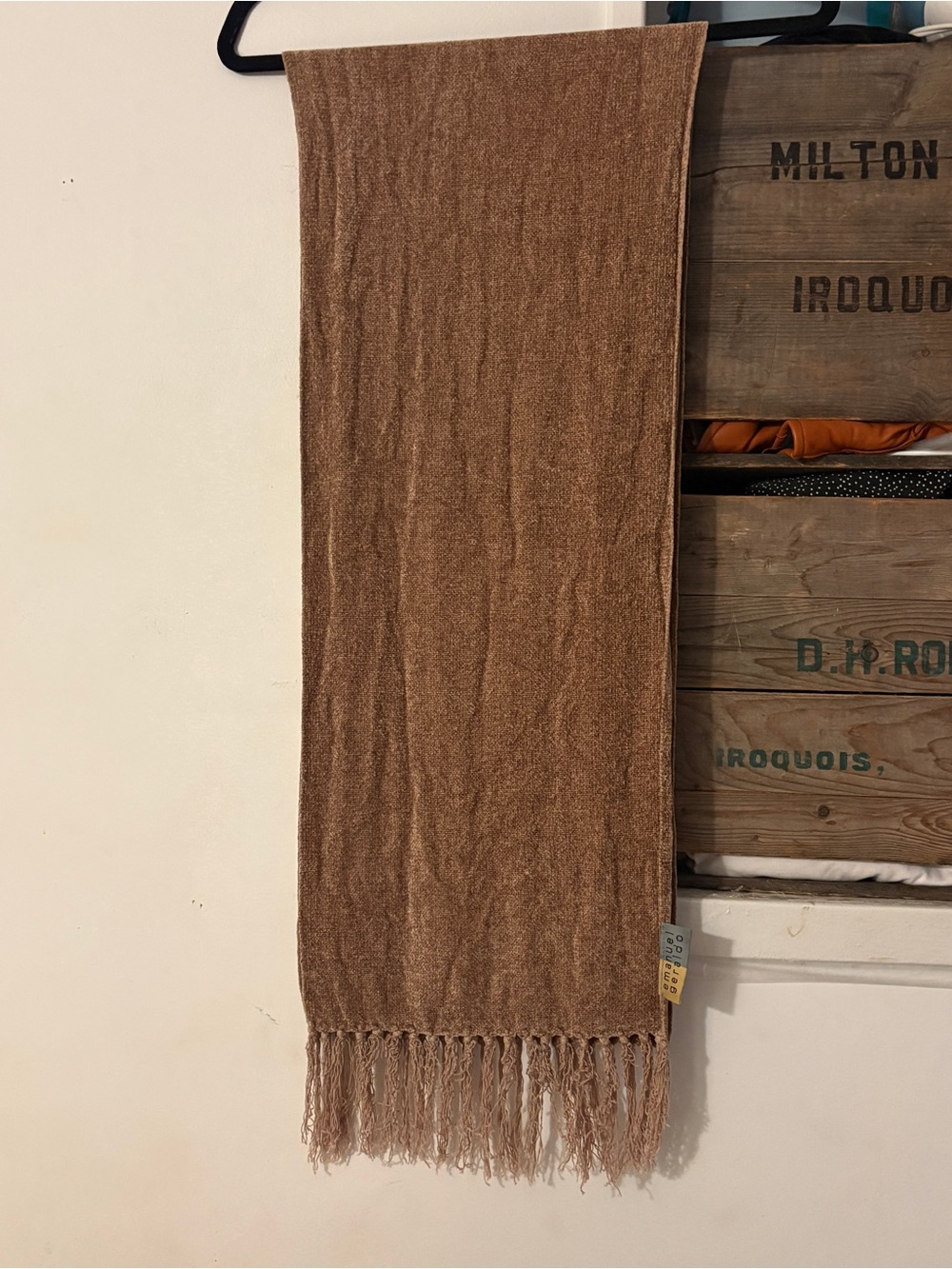 Emanuel Geraldo Brown Fringed Long Rectangle Winter Throw Scarf